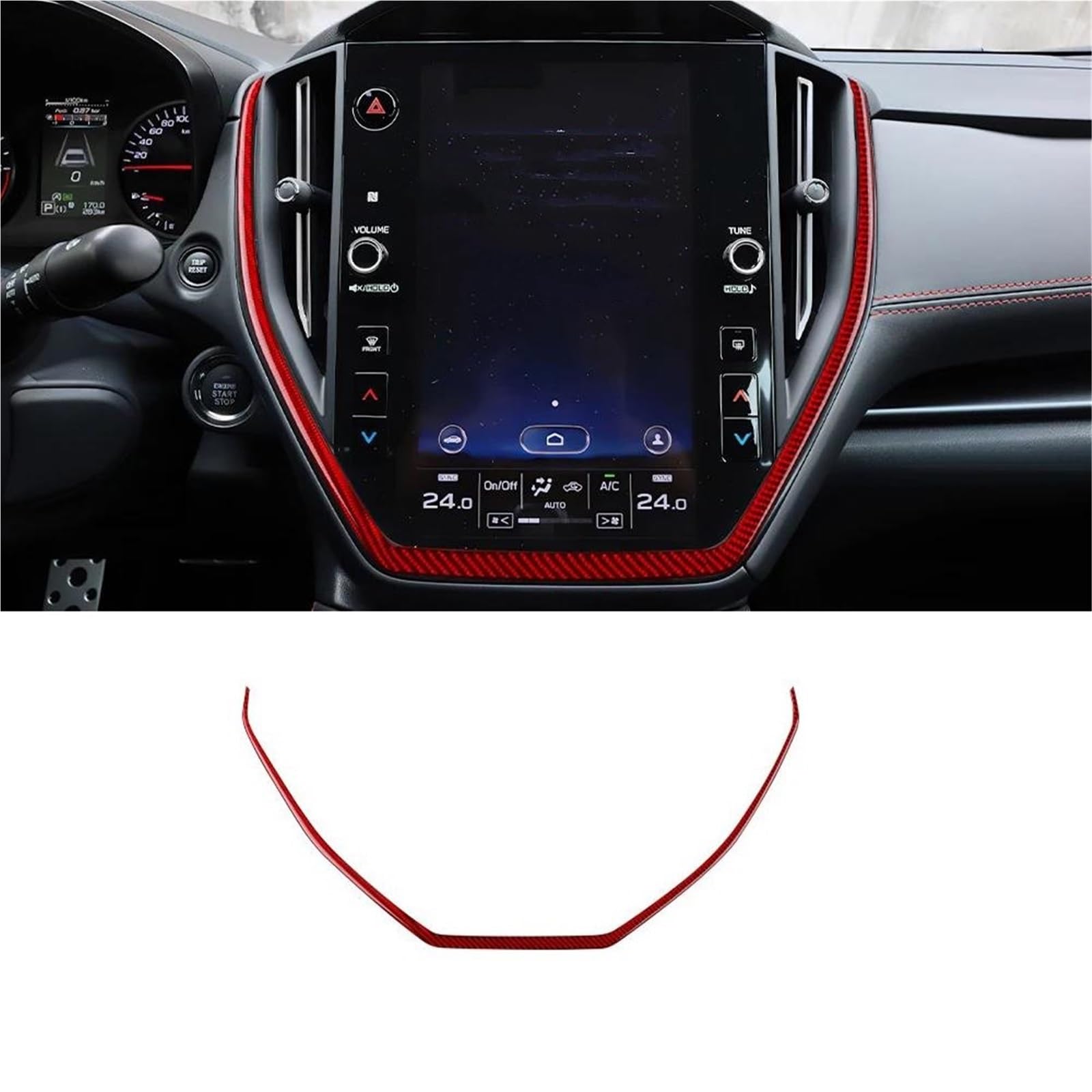 Central Control Navigation Frame Sticker Interior LHD RHD for Subaru for WRX/for WRX STI 2022 2023 KISSGPIPOL(Red)