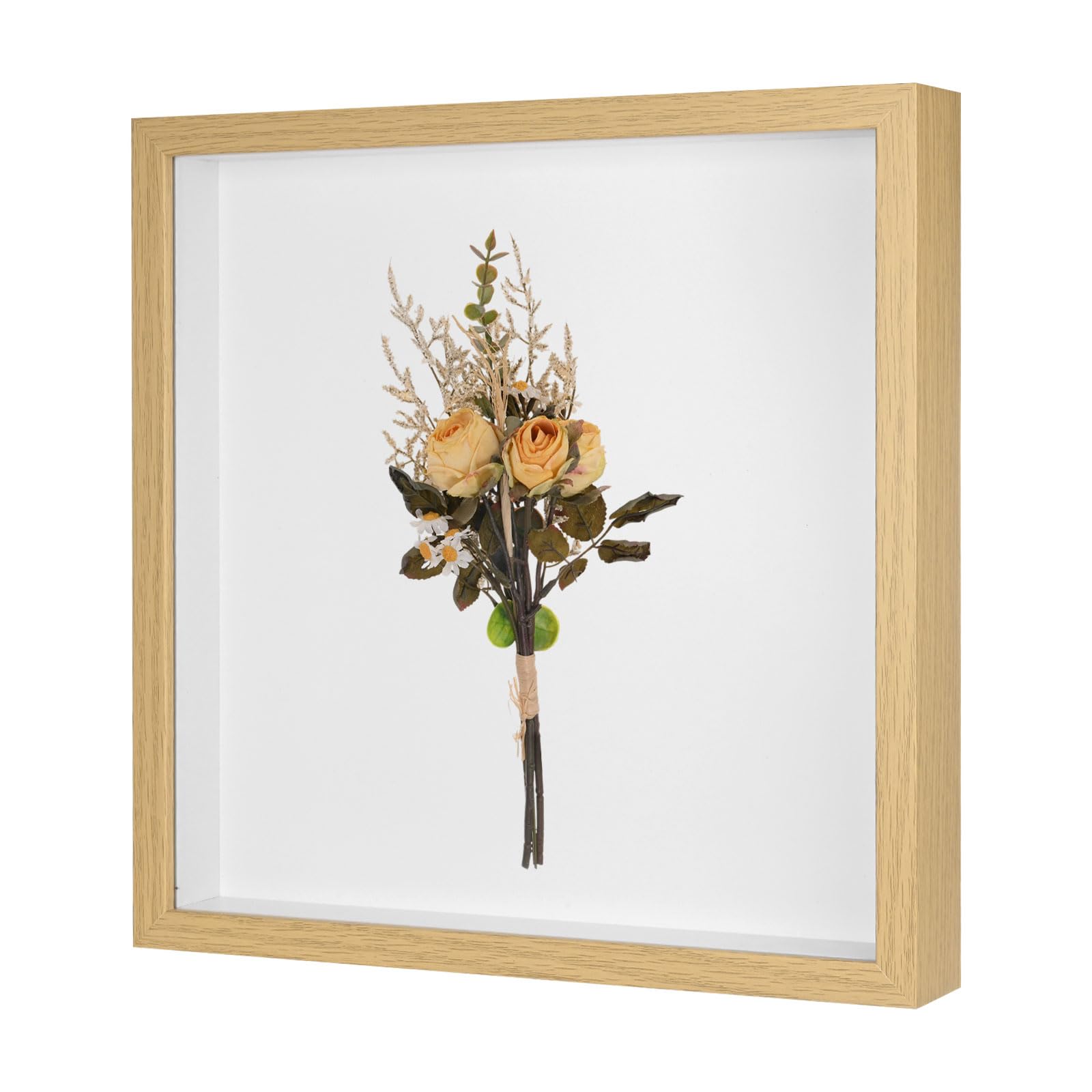 M METERXITY Shadow Box Frame (13 x 13 Inch, Natural) - Wooden Dried Flower Photo Frame, Memory Box Display Case with Felt Back, Apply to Flower/Tickets/Photos/Memorabilia DIY