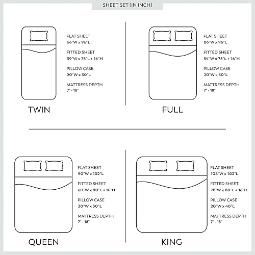 Miniatura 5 de Color Sense Sábanas de tejido satinado 100 % algodón, ultra suaves y sedosas, antiarrugas, 300 hilos, juego de sábanas de 3 piezas de bajo