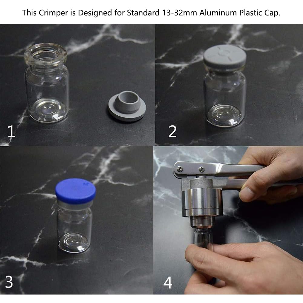 Herramienta crimpadora de viales para botellas de perfume, herramienta de crimpado de tapa de acero inoxidable de 13 a 32 mm para tapas abatibles de aluminio y plástico, solución de crimpado duradera