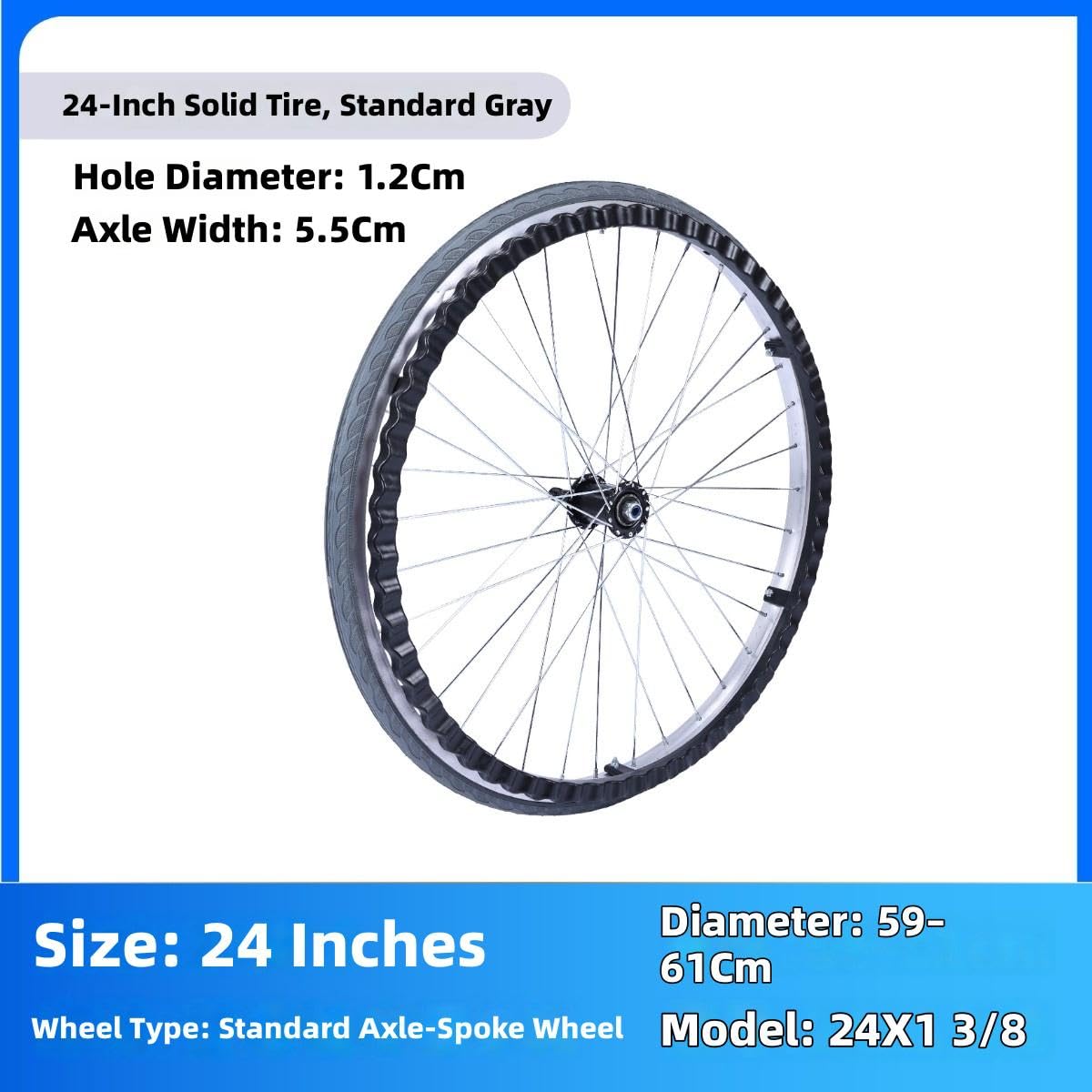 Tylne koła do wózka inwalidzkiego, 40/50/61.1 cm, zapasowe koła z aluminiową piastą i osią szybkiego zwalniania do ręcznych wózków inwalidzkich, trwałe i lekkie