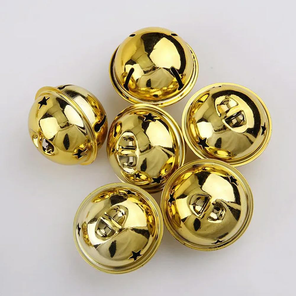 Dirkes 40Mm 20Pc 25/30/35/40/50Mm Jingle Bell Gold/Silver Christmas Tree Pendant Ornaments Decorations Diy Handmade Crafts Accessories