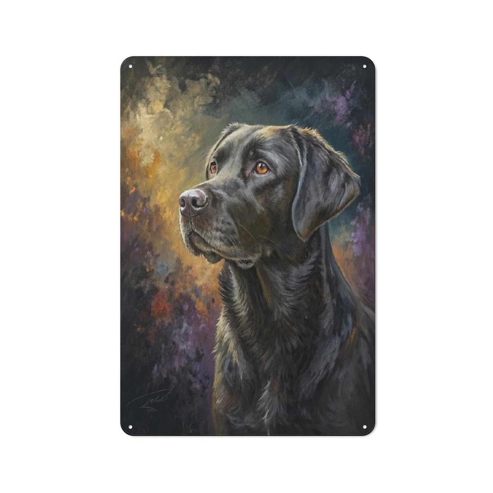 Junmoney Style-24 Metal Wall Sign 30X20cm Featuring Black Labrador Portrait For Workshop Wall, For Room Styling Across Workshops And Hobby Rooms
