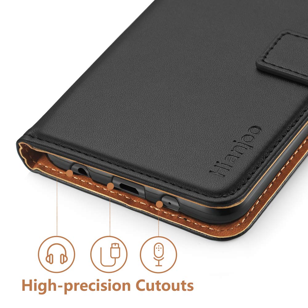 Hianjoo Etui na telefon kompatybilne z Samsung Galaxy A10, [skóra premium] portfel karty z klapką pokrowiec zamiennik do Samsung Galaxy A10 - czarne