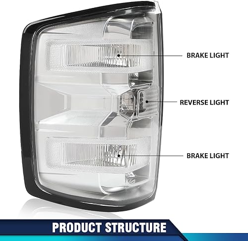 Miniatura 4 de PIT66 Luces traseras compatibles con Chevy Silverado 1500 2500 HD 2016-2019, compatible con GMC Sierra 3500 HD 2016-2019, luces de freno de luz