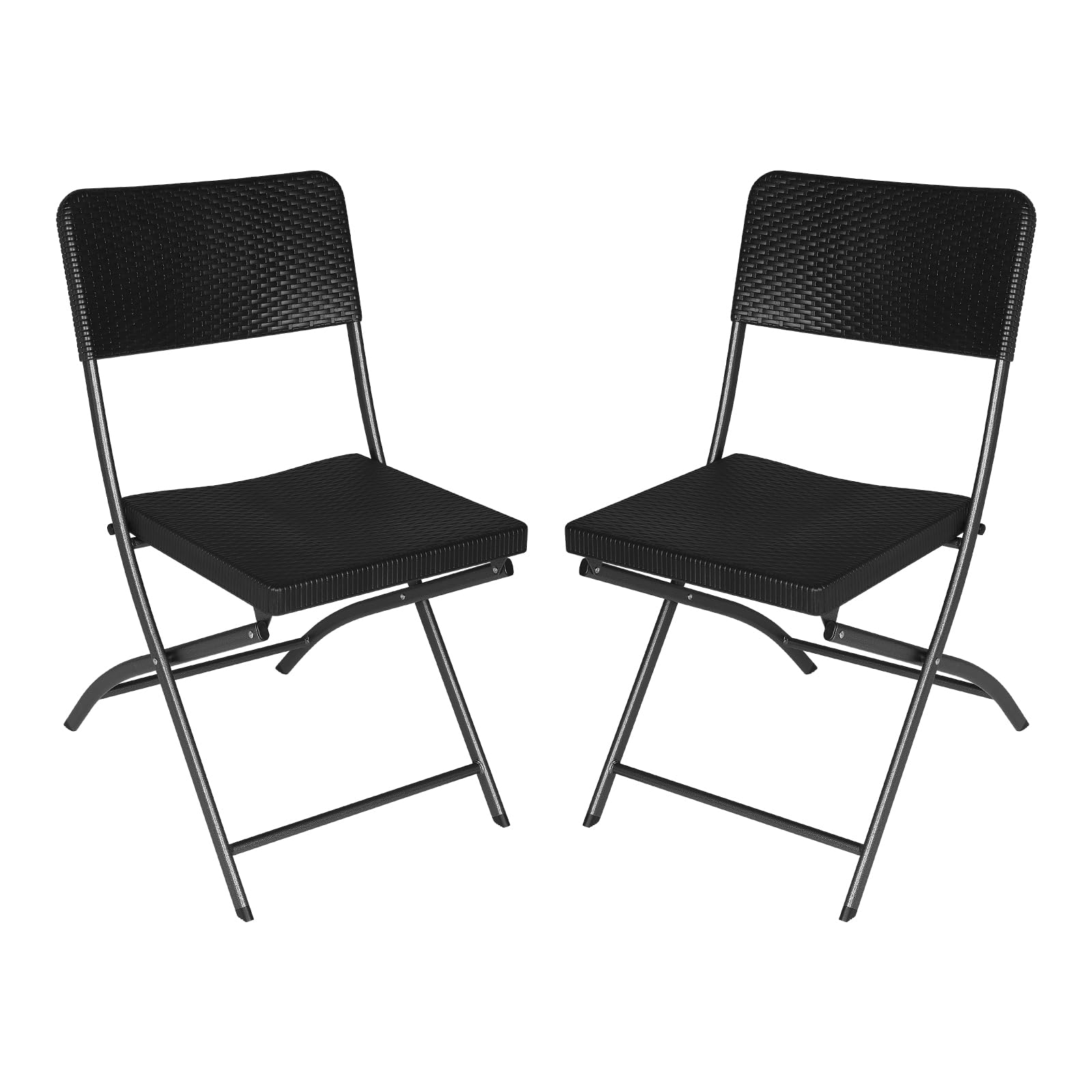 eSituro 2er Klappstuhl bis 150 kg Gartenstuhl Klappbar Balkonstuhl 59 x 81 x 46 cm Schwarz