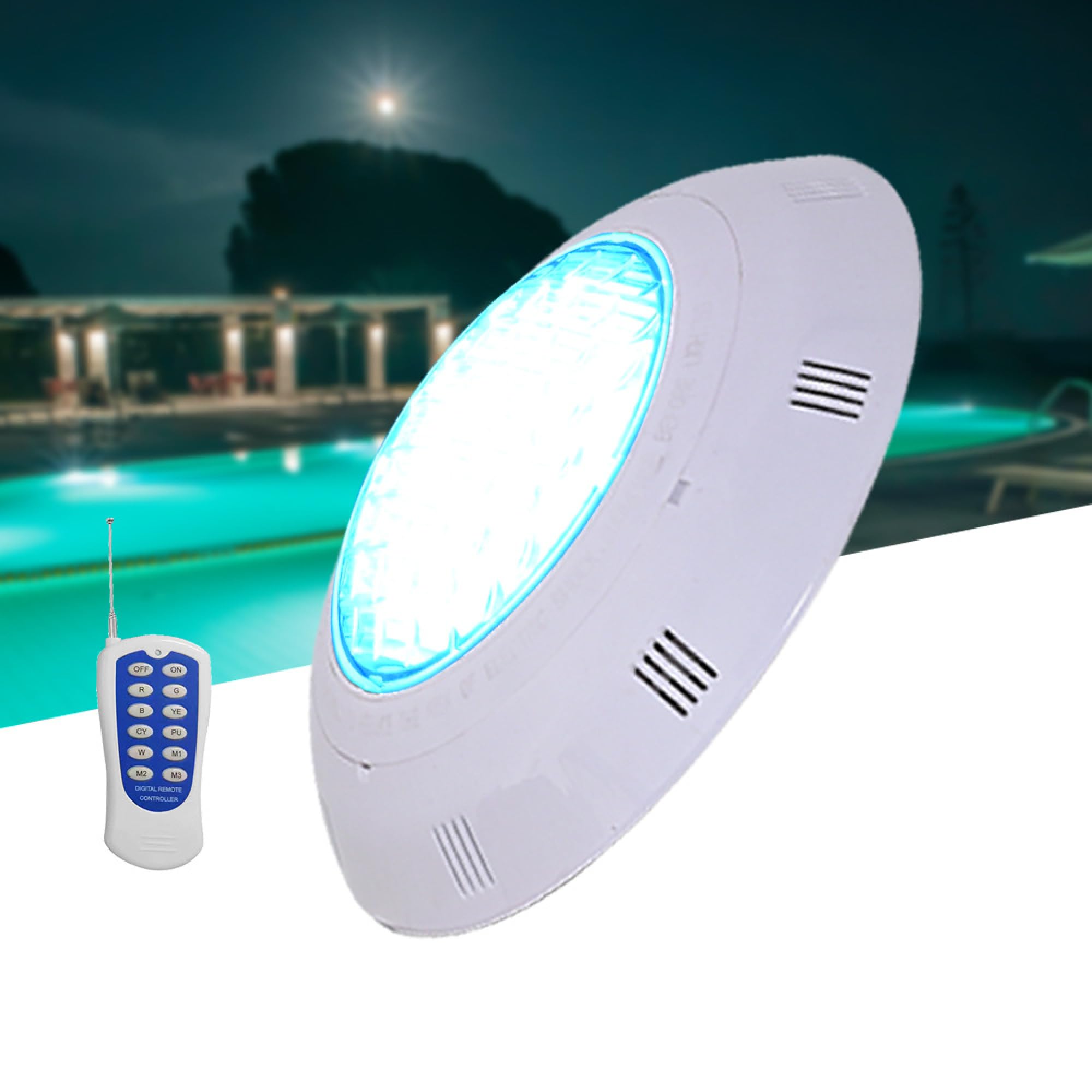 Oświetlenie basenowe RGB LED, wodoszczelność IP68, pilot RF, 12 V/24 V, 36