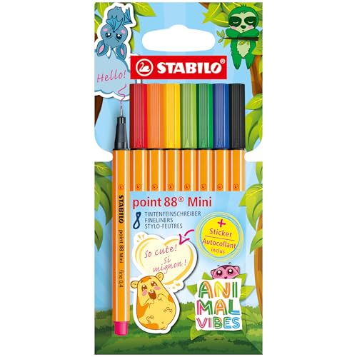 STABILO - Fineliner - point 88 Mini Animal Vibes - 8er Pack - 8 Farben