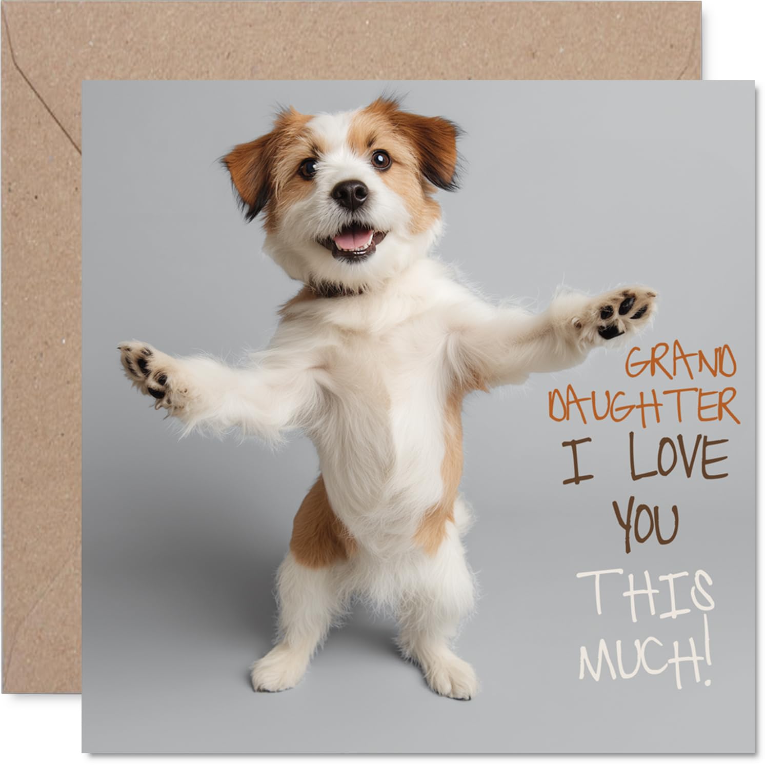 Granddaughter Birthday Card - Pawfect! - Happy Birthday Card for Granddaughter from Grandad Grandma, 145mm Dog lover Bday Greeting Cards