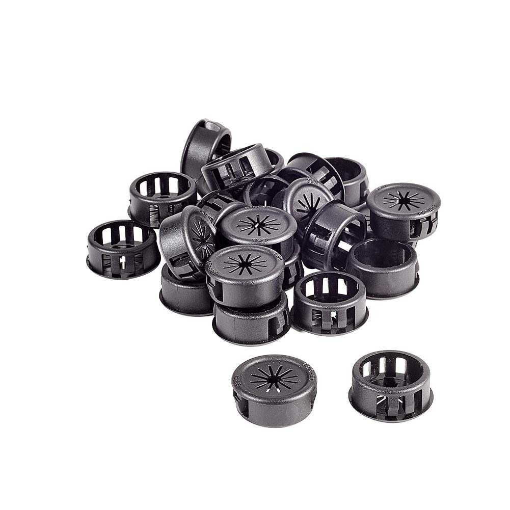 Fielect EHR-21 Black Nylon Cable Pipe Snap Bushing Protector Grommet 25Pcs-image-40