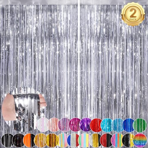 Fringe Curtain Party Streamers 3.3x8.3 Ft Foil Fringe Backdrop Curtains for Birthday Wedding Bridal Baby Shower Holiday Tinsel Streamers Black Party Decorations Door Streamers… - Image 6