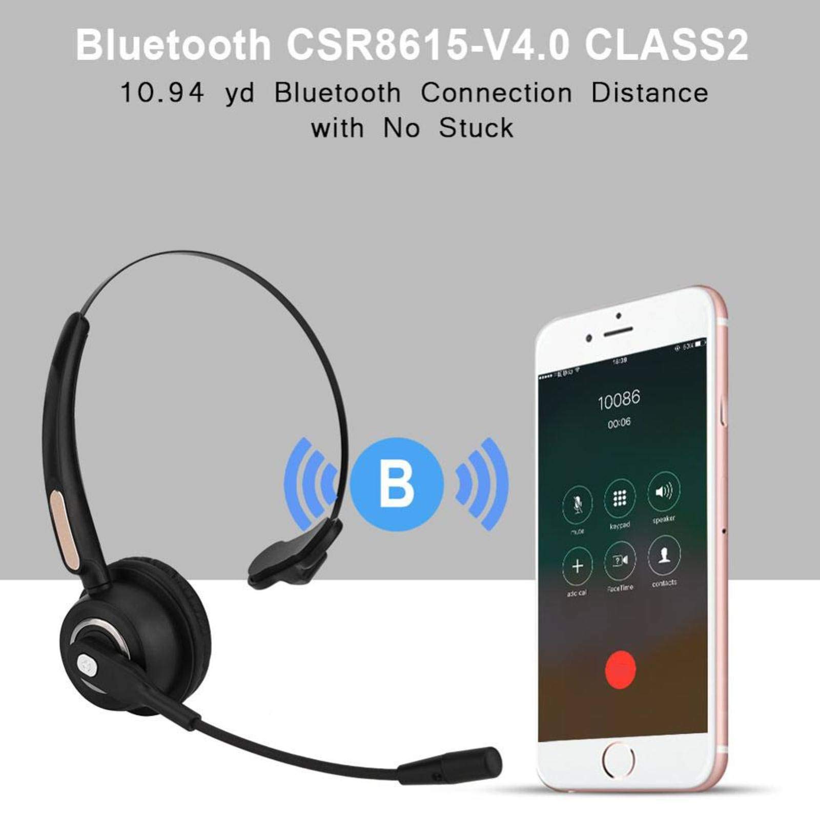 Call Center Bluetooth Headset Bezprzewodowe słuchawki z redukcją szumów Over-the-Head dla kierowców samochodów ciężarowych Telefony biurowe