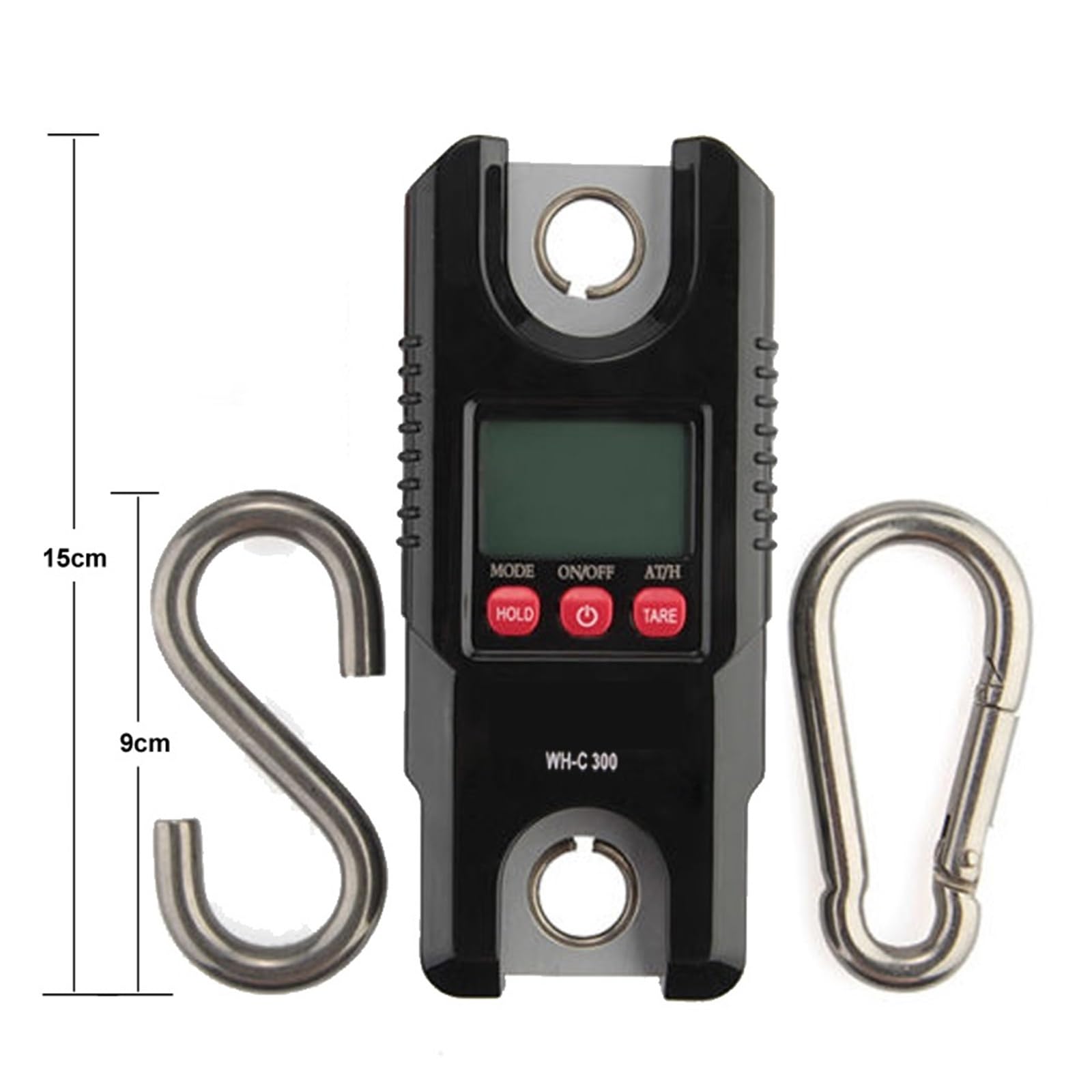 Mini Cyfrowa Waga Dźwigowa 500/300/200kg Przenośny Wyświetlacz LCD Elektroniczny Przemysłowy Heavy Duty Hak Wisząca Domowa Farma(300kg-Black)