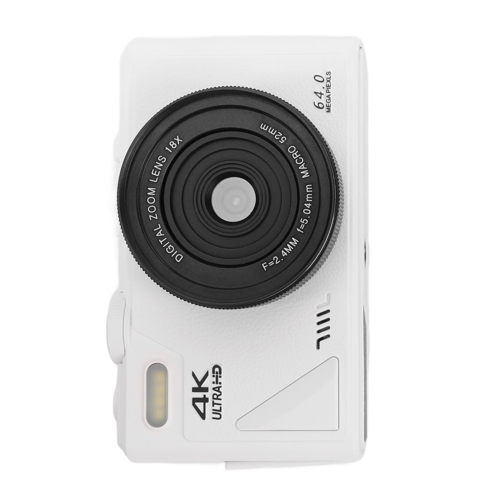 ASHATA Fotocamera Digitale 4K per Fotografia 64MP, Fotocamera Mirrorless WiFi con Zoom Digitale 18X con Flip Screen da 3 Pollici, Videocamera Autofocus per Viaggi (WHITE)