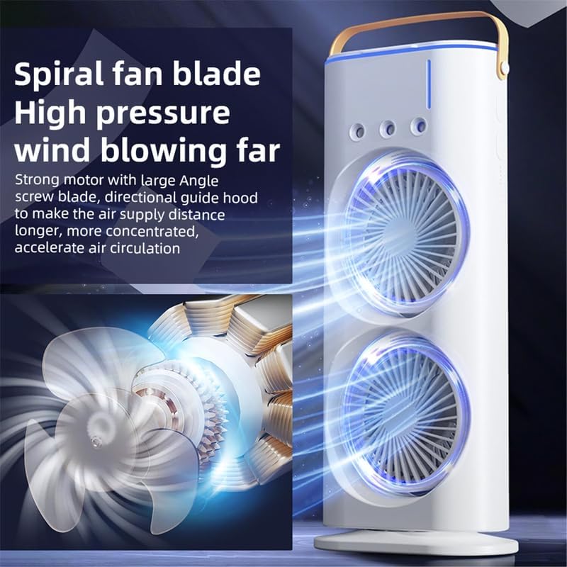Lipzie Portable Mist Spray Fan with Remote Control | USB Rechargeable Cooling Fan | 3 Speed Airflow & Water Mist Modes | Quiet Operation with LED Light | Personal Air Cooler for Home, Office 4