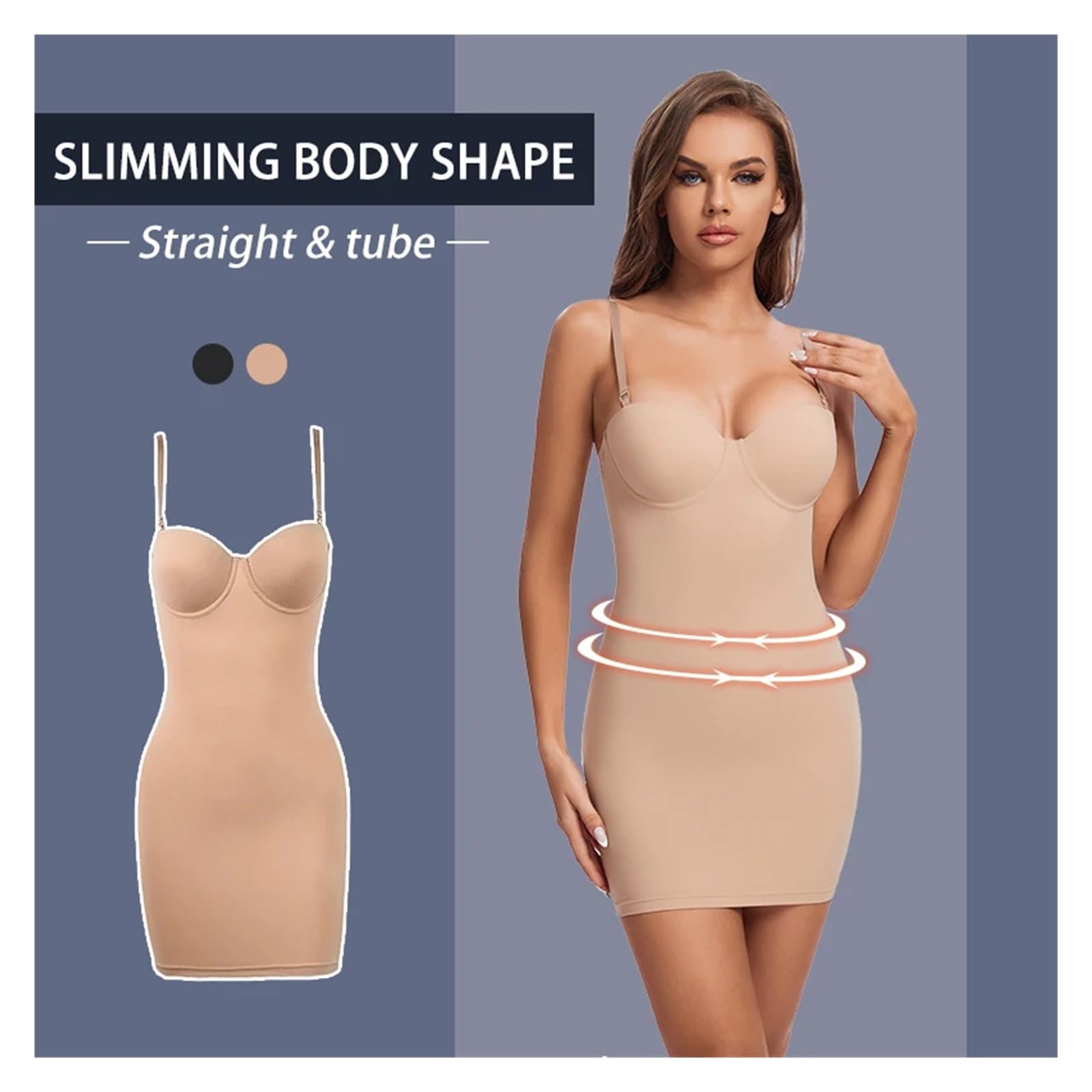XYNSNDB Rozciągliwa sukienka damska Tube Shapewear Party Control Slip bielizna do ud z paskiem Underdress