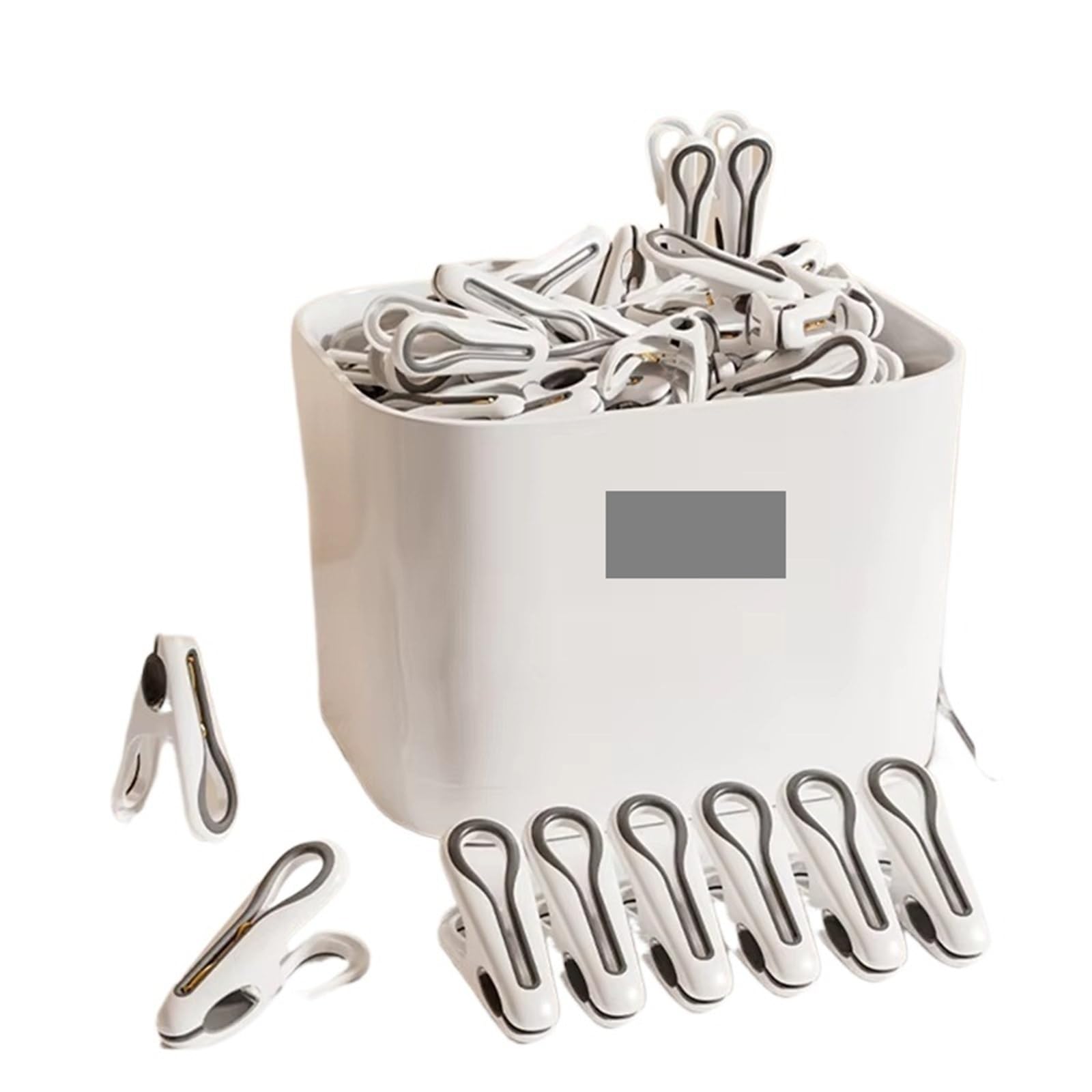 Mollette Di Plastica Per Vestiti Mollette da bucato in plastica da 12/24/36 pezzi con cestello portaoggetti, mollette for appendere la biancheria for calzini e biancheria intima(White 24pcs-box)