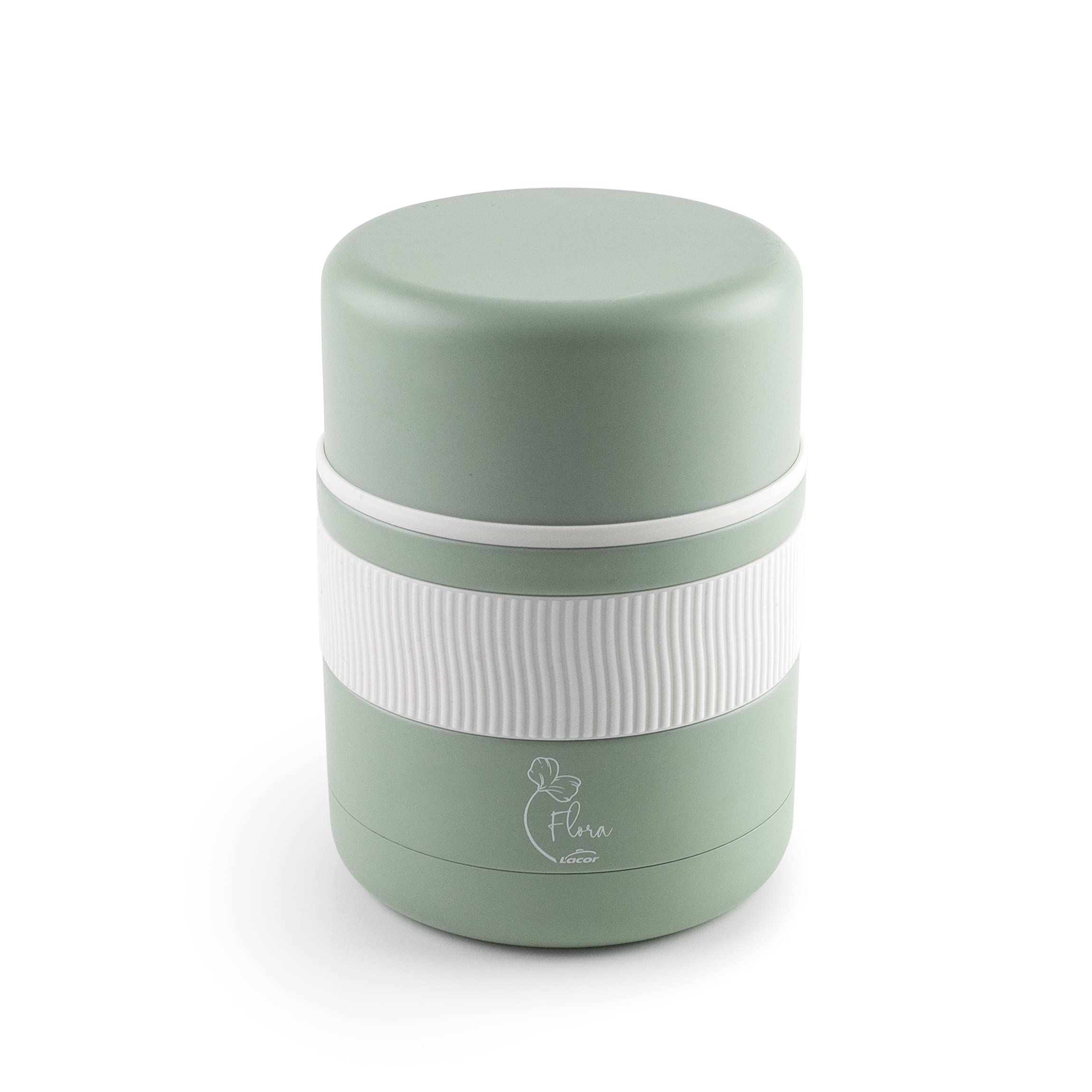 LACOR - 62636 – Flora Food Thermos Bottle, Thermal Bottle, Stainless Steel, Double Walled, BPA Free, 10.5 cm, 500 ml, Blue