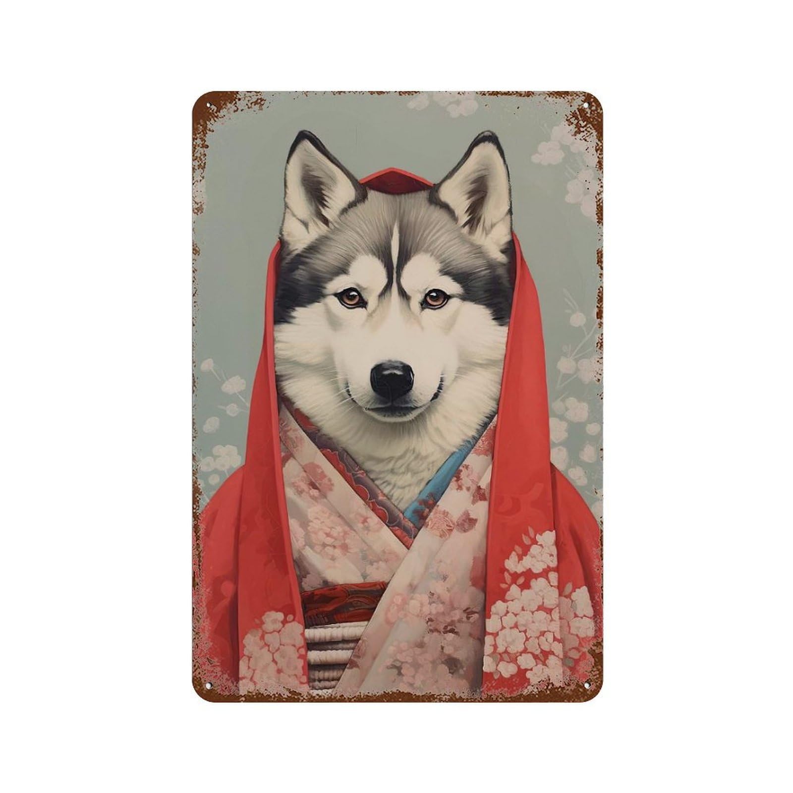 Garage Style Husky Geisha Vintage Metal Tin Sign 11.8"x7.9", Classic Wall Plaque for Bar And Workshop