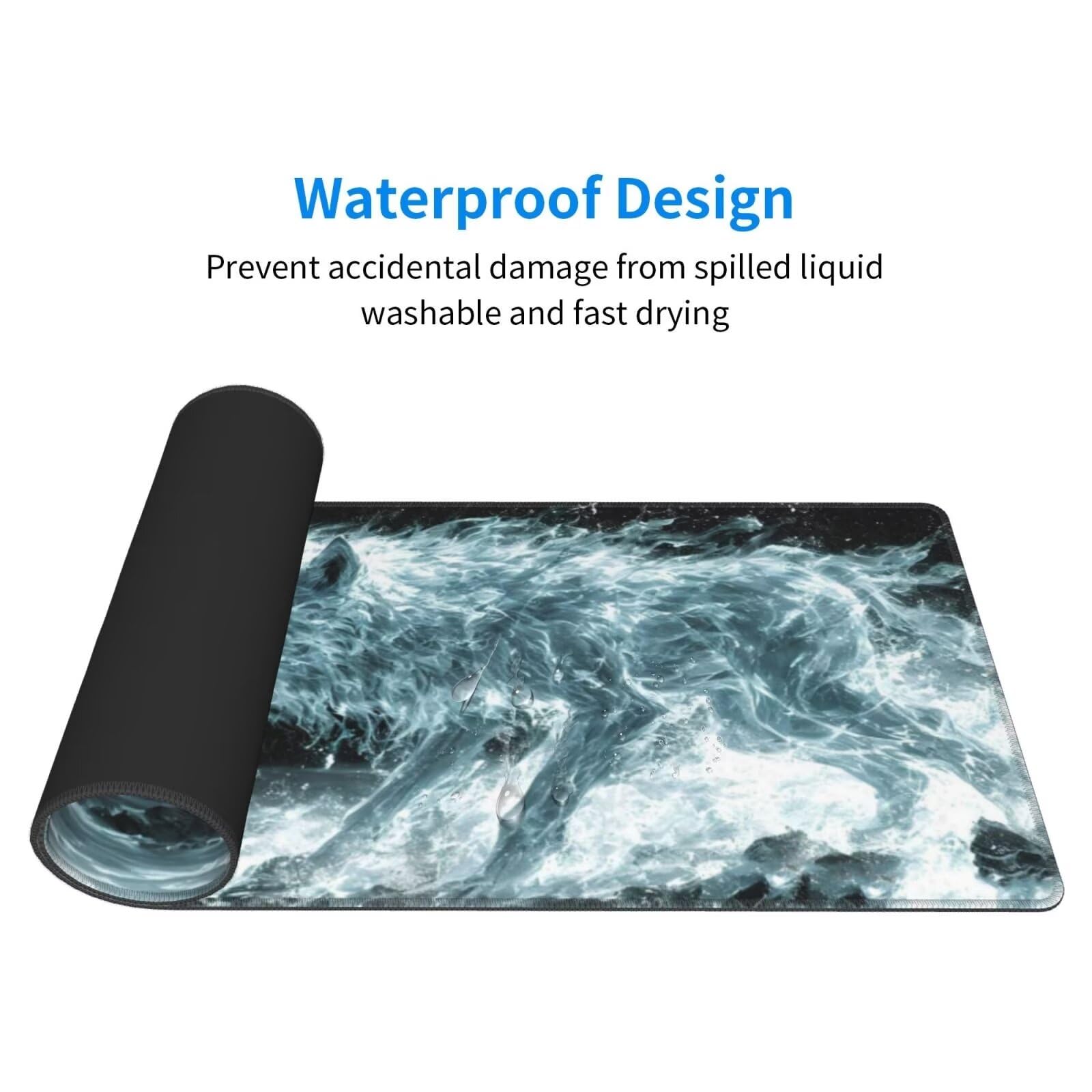 Tappetino Mouse, Tappetino Mouse Gaming Grande XXL 1500x800x3mm Tappetino Scrivania Mouse Pad, Base in Gomma Antiscivolo, Bordi Cuciti,Lavabile, Mousepad per Ufficio e Gaming (Animal Wolf) R-134