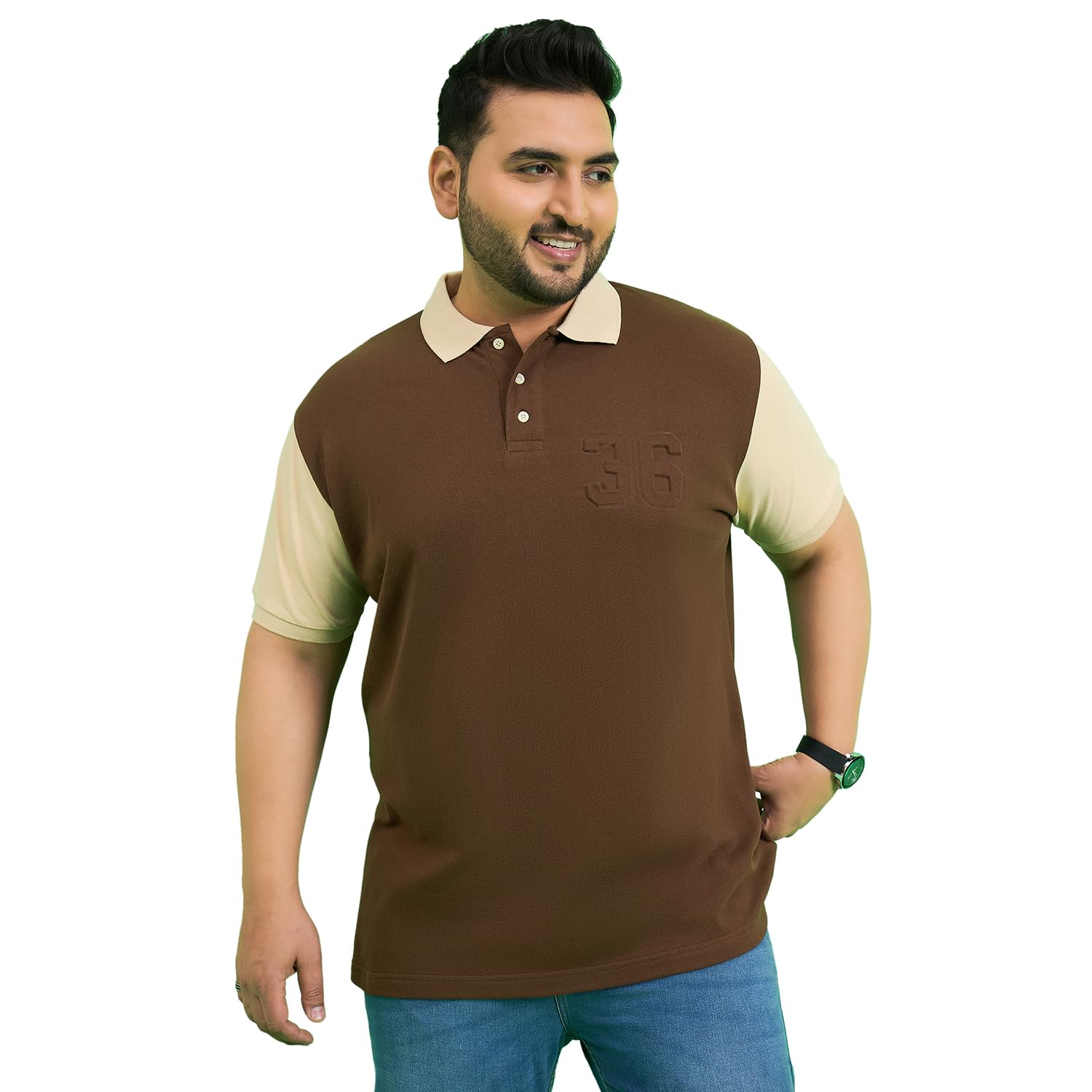 bigbanana Men Plus Size Solid Brown Polo Tshirts-picture-22
