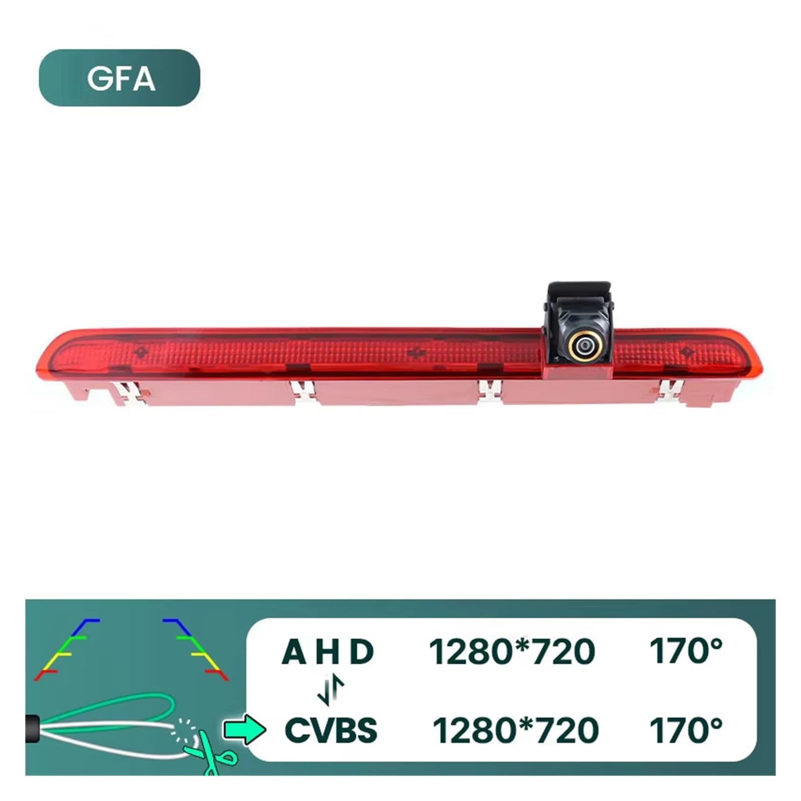 Per Transporter T6 (porta Singola) 2016-2021 2022 AHD 1080P 170° LED Luce Freno Telecamera Posteriore Per Veicolo camera retromarcia(GFA-CVBS720P-AHD720P)