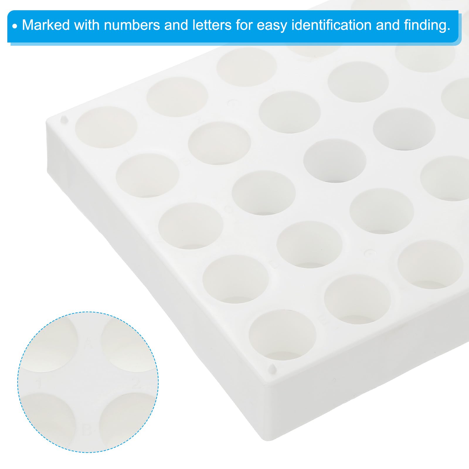 PATIKIL Portavial Per Flaconi Da 10ml Per Autosamplers, 2 Confezioni Portavial Griglia Da 40 Pozzi Impilabile Per Flaconi E Provette Per Microcentrifughe, Bianco