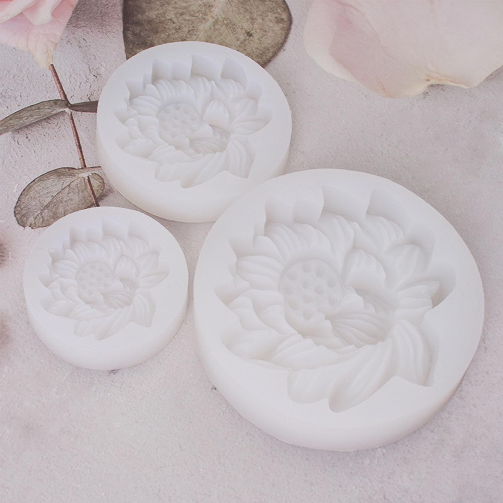 MINFEIDMS Stampi in silicone a forma di fiore di loto per fondente, cioccolato, caramelle, decorazioni per torte, pasta di zucchero, cupcake, argilla