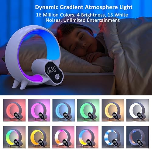 Miniatura 5 de Luz de despertador inteligente, lámpara de noche para dormitorio, reloj despertador inteligente con aplicación Bluetooth y control remoto, lámpara