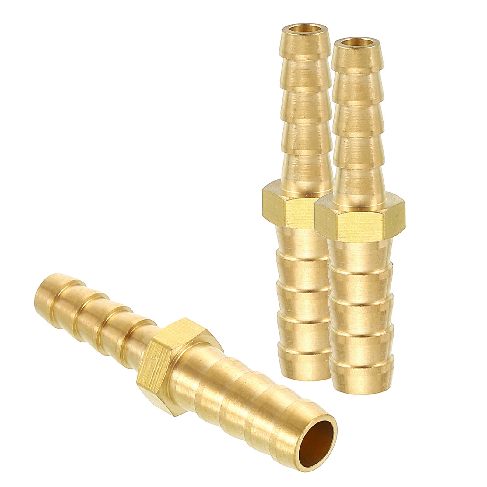 sourcing map 3pcs 5/16"(8mm) to 1/4"(7mm) Brass Hose Barb Fitting Metals Splicer Mender for 3D Printing, Air Compressor, CNC Machine, Dies