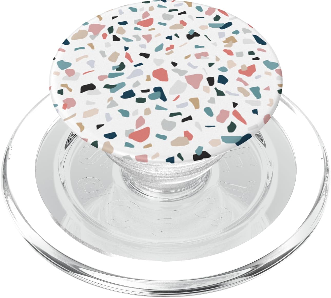 Terrazzo Pattern Abstract Modern Coral Teal Beige Gray White PopSockets PopGrip: Swappable Grip for Phones & Tablets PopSockets PopGrip for MagSafe