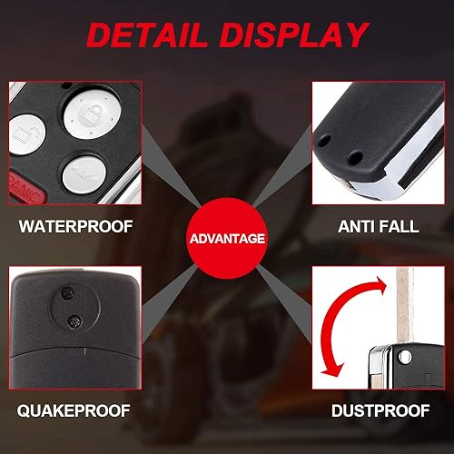 Miniatura 5 de cciyu Carcasa de repuesto para llave de 2 x 4 botones de repuesto para Dodge  Jeeppara Chrysler M3N5WY72XX