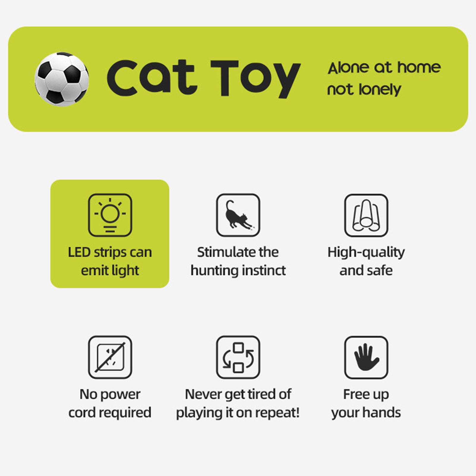 Gatti attivati dal movimento automatico, divertente giocattolo da calcio per giochi al coperto e stimolazione dell'istinto per gatti elettrici giocattolo divertente