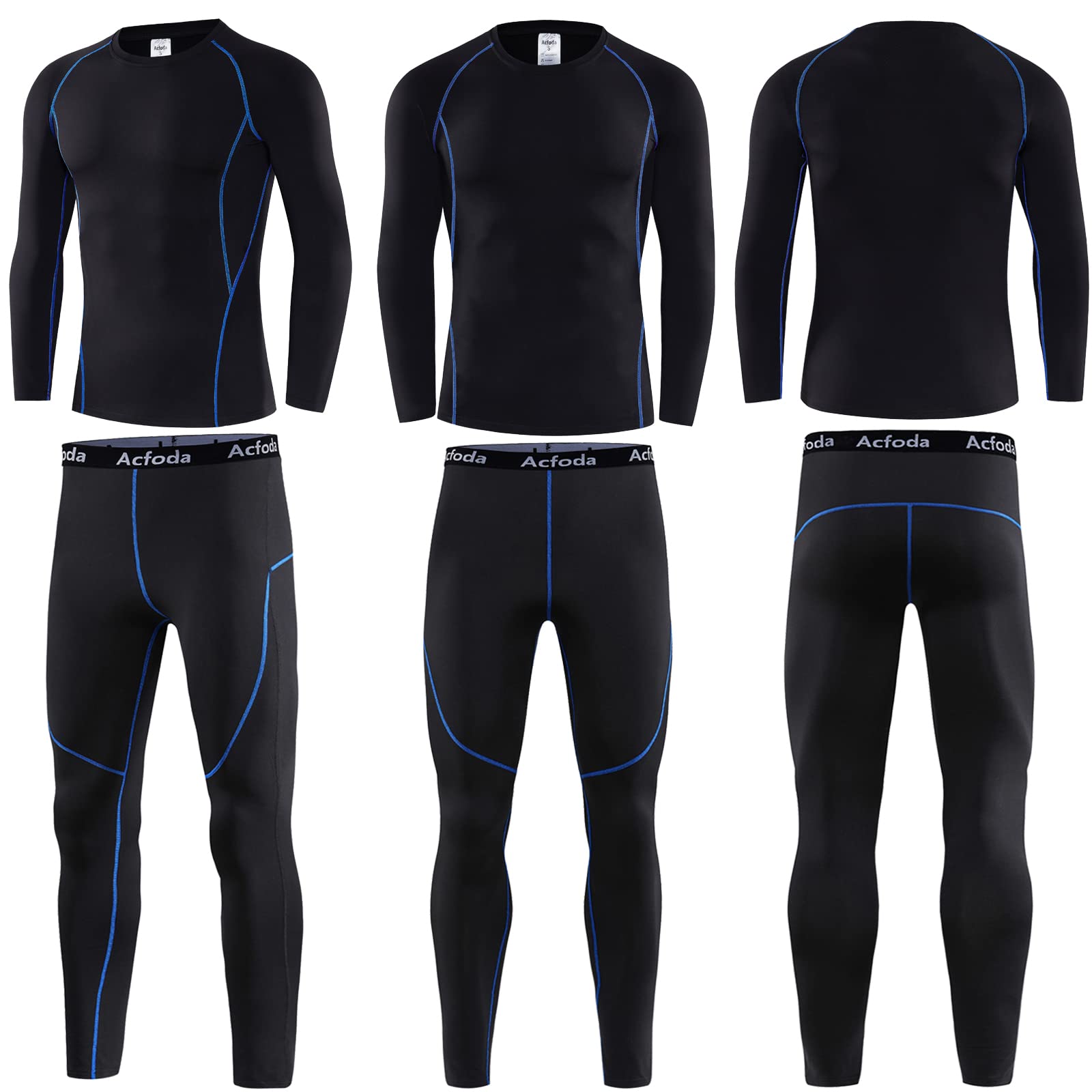 Acfoda sous-Vetement Thermique Homme Hiver Ski Ensemble sous-vêtements S-2XL