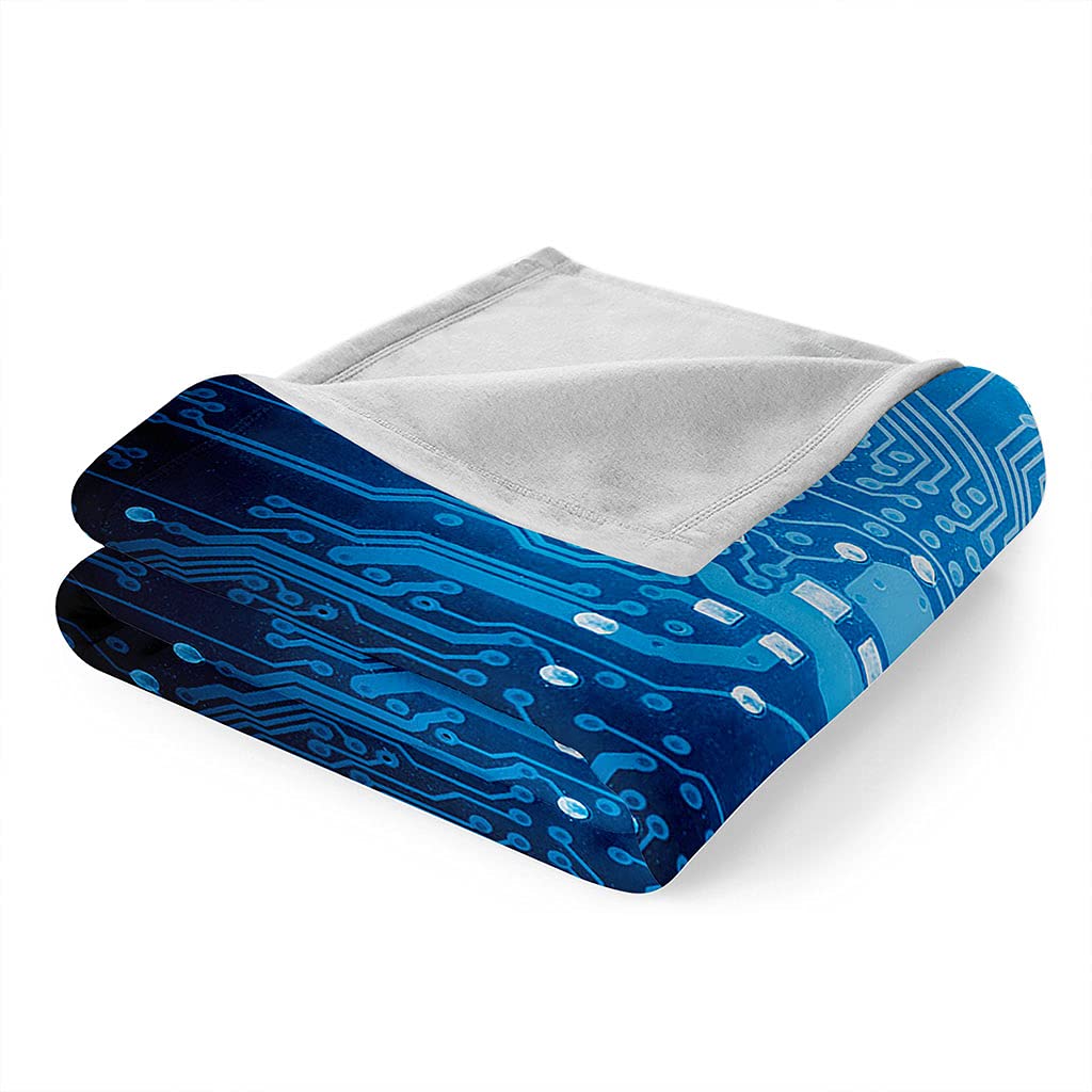 Coperta Letto Matrimoniale Coperta Di Flanella In Microfibra 180X220Cm Schema Elettrico Blu Stampata Motivo Coperte Divano Inverno Pelose Per Bambini/Adulti Decorazione Per La Casa