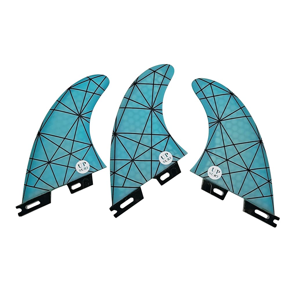 UP SURF Surfboard Double Tabs 2 Fins M/L Tri Fins Honeycomb+Fiberglass (Blue G7)