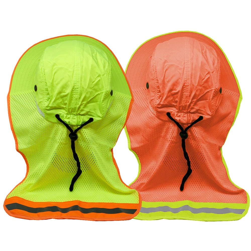 Glory Max High Visibility Reflective Work Safety Bucket Hat Cap Mesh Neck Flap