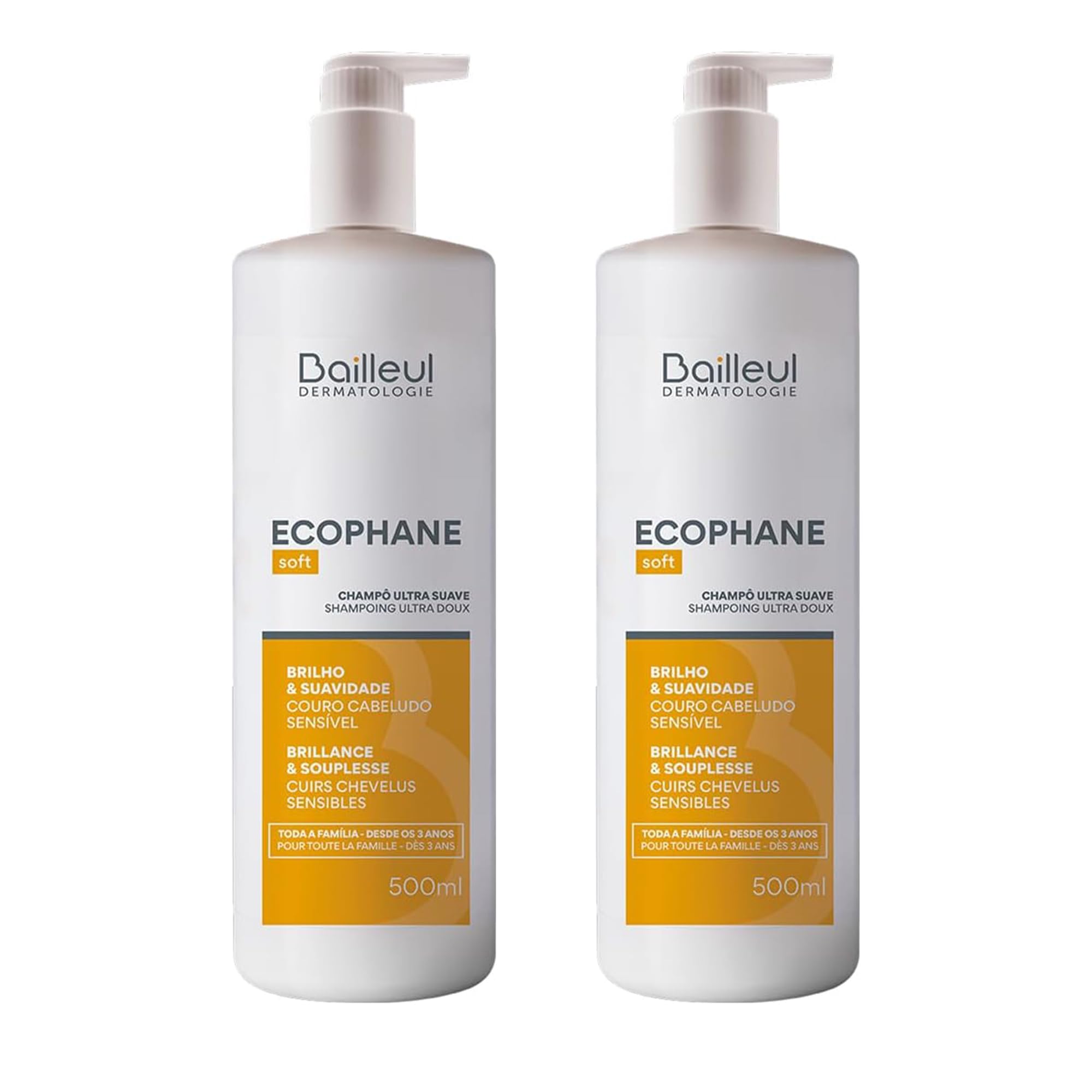 Bailleul Ecophane Soft Champú Ultra Suave Pack de 2 x 500 ml Cabello apagado y frágil