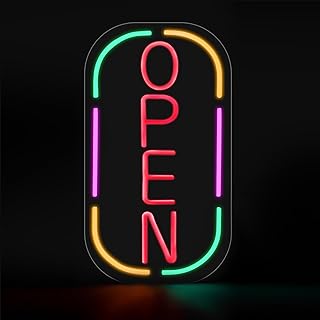 Neon Sign, 16.5" x 9" Led Neon Open Signs for Business Window, Vertical Lighted Open Sign with Four Colors, Open lights Sign for Business Door Includes Business Hours and Open & Closed Signs