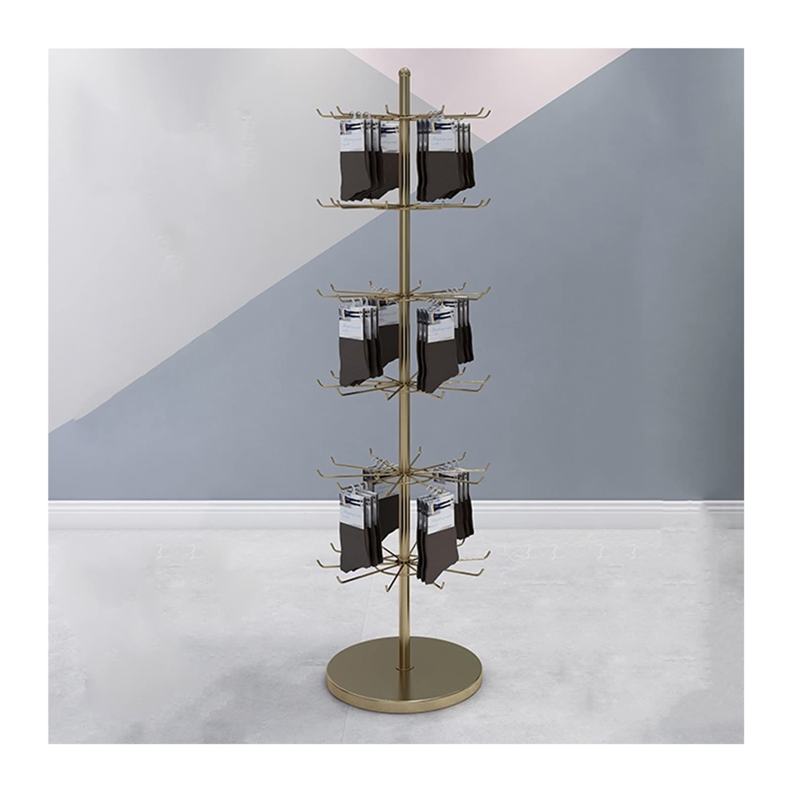 Rotating 4/5/6/7 Tier Jewelry Organizer Stand, Jewelry Tower, Store Retail Display Rack, Multifunctional Necklace Bracelet Earrings Keyring Socks, Black-40x160cm(4 Tier)