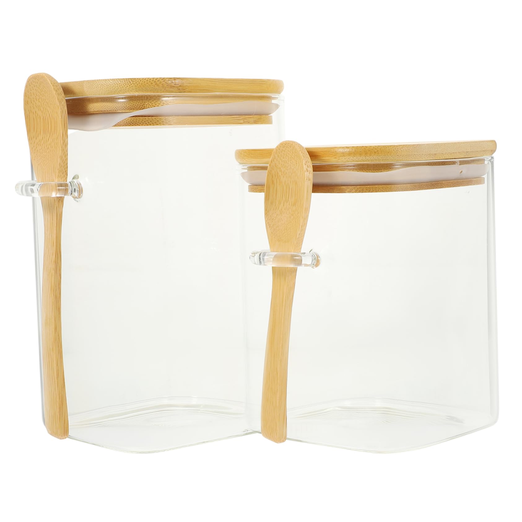 Zerodeko Kaffeebohnen Behälter 2 Stück Glas mit Holzlöffel, Luftdicht | 800ml und 1000ml, Breite Öffnung, zur Aufbewahrung Trockener Lebensmittel