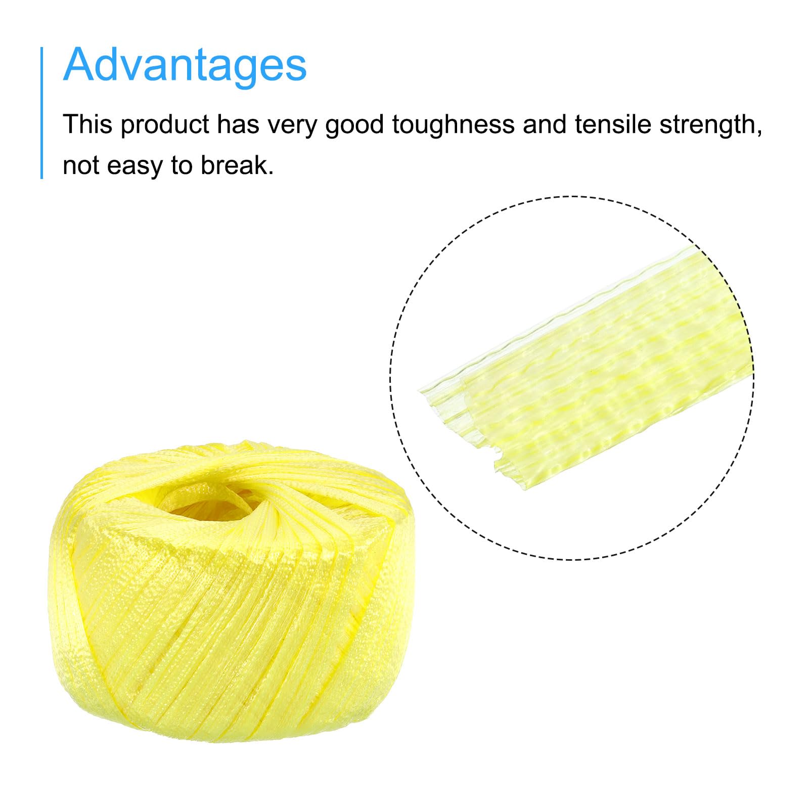QUARKZMAN Corda in Plastica Poliestere Nylon per Casa, Larghezza 20Mm, Lunghezza 80m/262Ft,Per Imballaggio Giardinaggio Artigianato Confezione da 3 (Giallo)