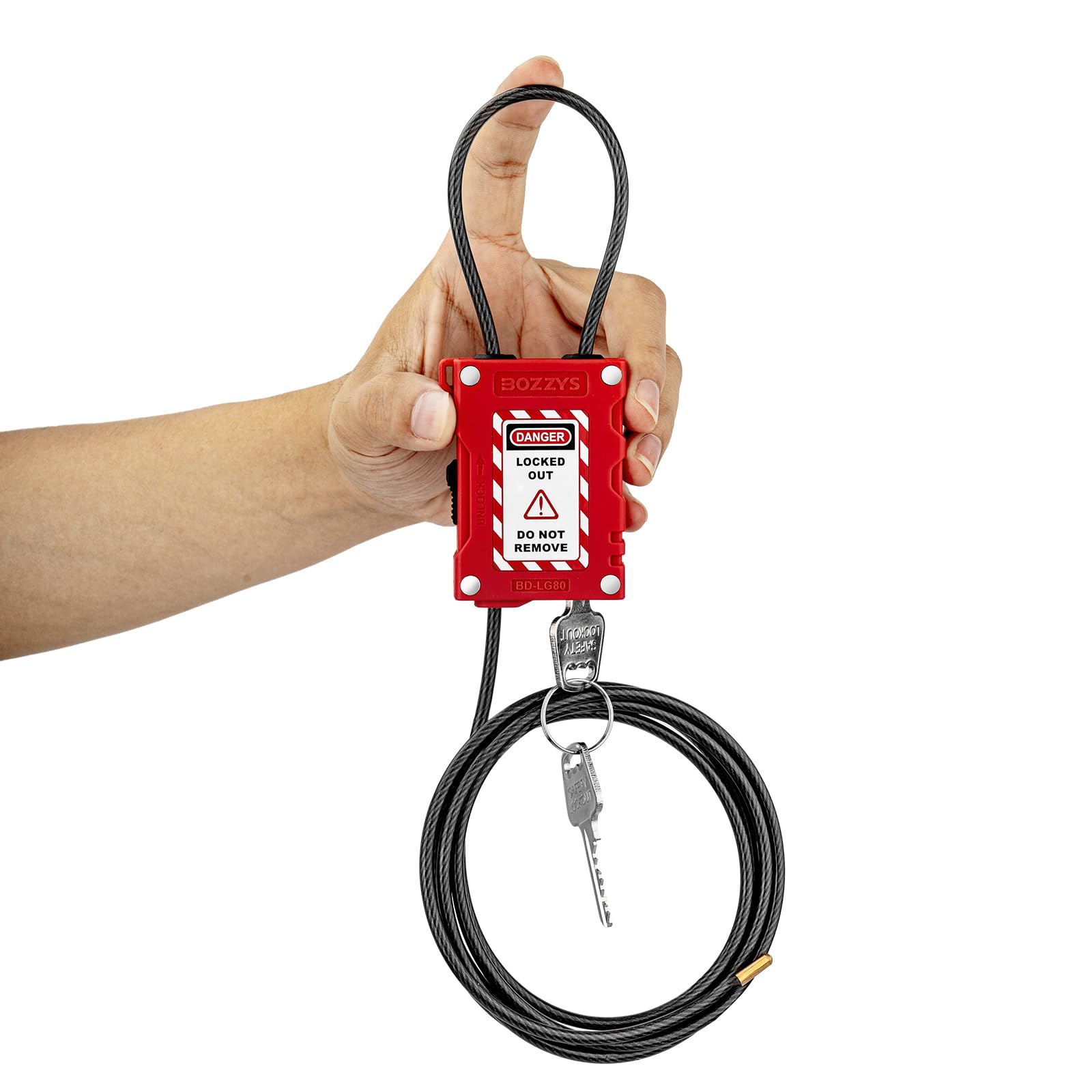 Lockout Tagout Cable Locks with 2 Keys | OSHA Compliant Adjustable 0.16"x78.7" PVC Steel Cable | for Valves, Panels &amp; Machinery | Nylon PA66 Loto Padlock with 3 Tags