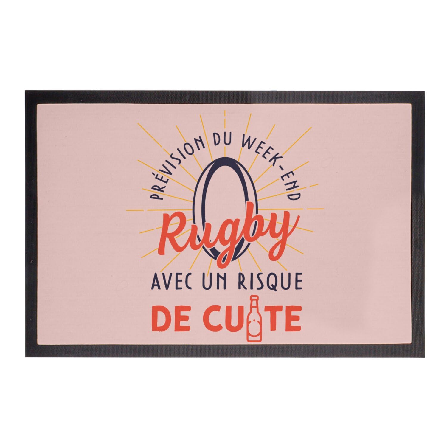 Paillasson rose rugby et apéro tapis de seuil idéal pour vos soirées match