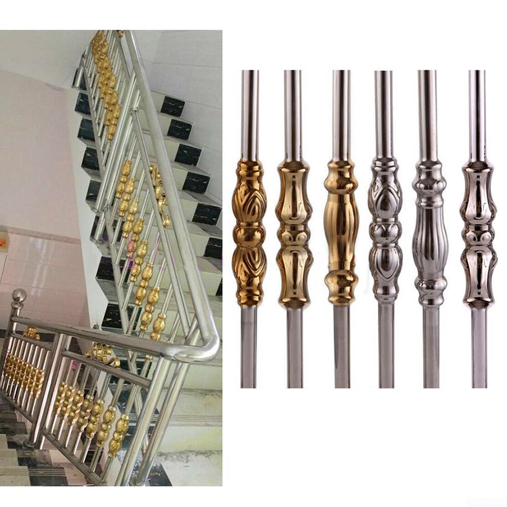 Piezas de balaustre de balcón de escalera de estilo europeo, barra de acero inoxidable 304, columnas de acero inoxidable, para escaleras y balcones con diseño clásico (barra de loto