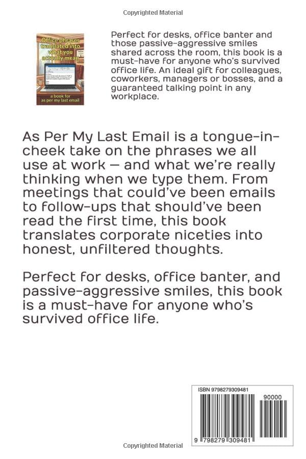 As Per My Last Email” Novelty Desk Sign – Office Secret Santa Gift for Colleagues, Boss or Coworkers – Funny Desk Accessory image 3