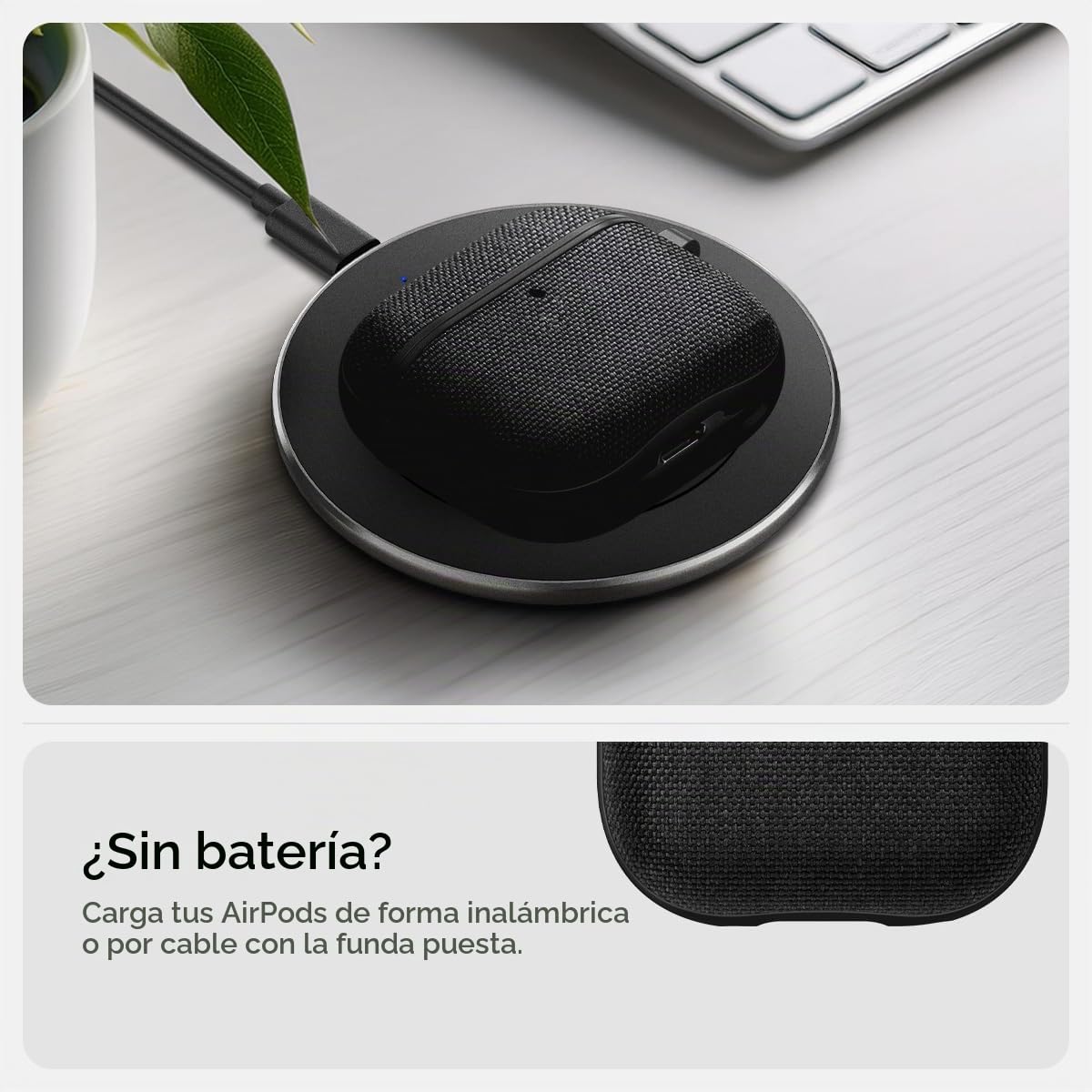Spigen Funda Urban Fit para Airpods 4 | Funda de PC revestida de nylon con mosquetón metálico para una portabilidad sin arañazos en modelos 2024 - Negro