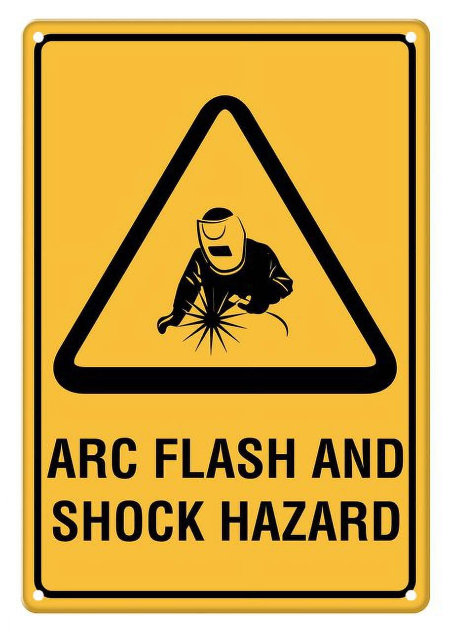 peiyeety Caution Arc Flash and Shock Hazard Aluminum Tin Sign for Home Kitchen Wall Decor 12X8Inch