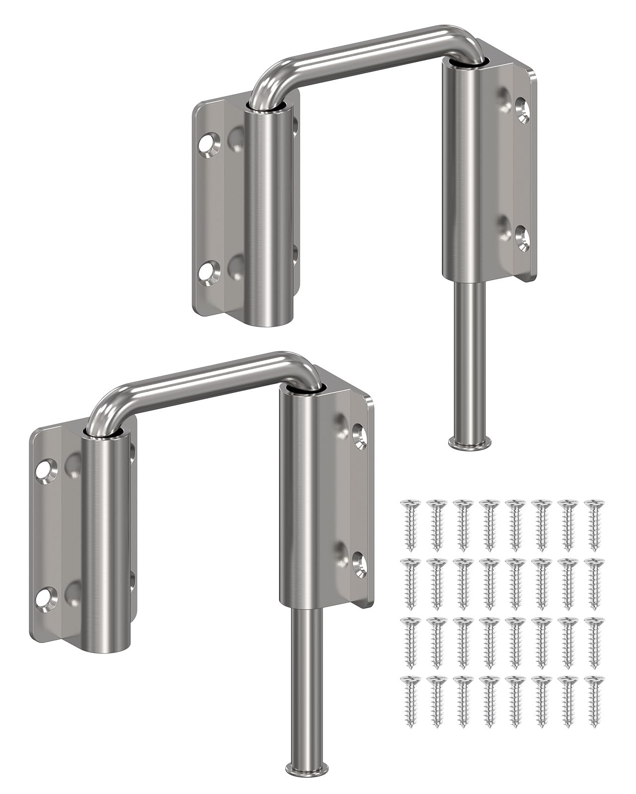 MeBantoo Updated U Patio Sliding Door Loop Lock Latch - 90/180 Degree Stainless Steel Security Bolt Lock for Barn, Garden, Fence Gate, Window - Multi-Angle Mounting (Silver-2 PCS)