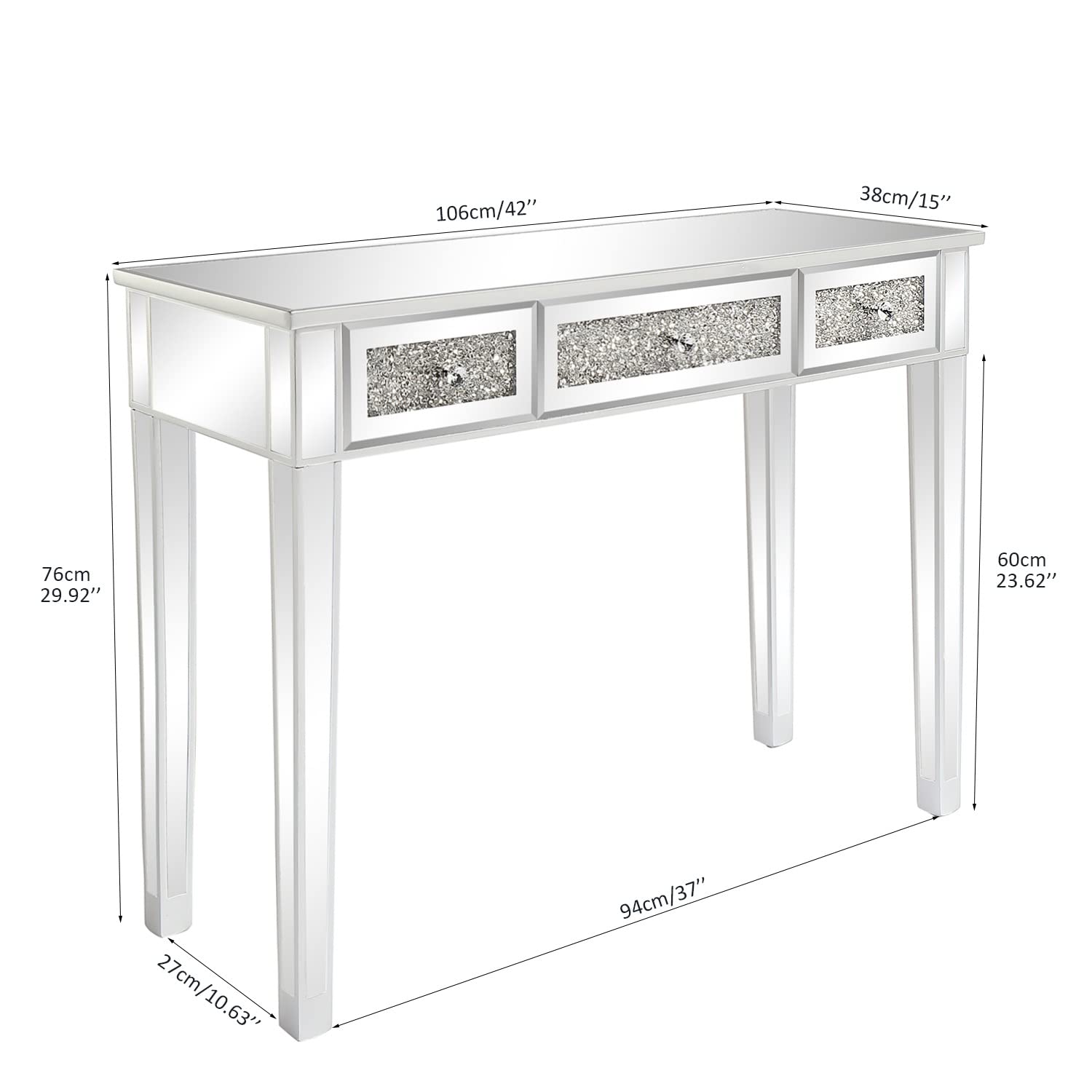 silver glitter dressing table Amazon.com: Silver Vanity Table with 2 Drawers, Sparkling Diamond Drawer Finish, Mirrored Accent Table for Hallway, Living Room, Dressing Table : Home & Kitchen